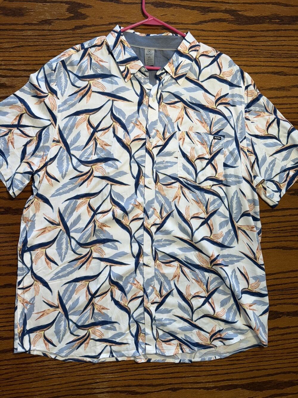 Hurley Men's Boardwalk Button-Up Shirt Rayon Casual Size XXL